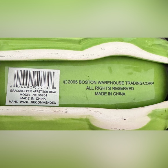 2 Vintage Grass Green Ceramic Grasshopper Appetizer Boat Charcuterie Tray w/legs - Picture 4 of 5